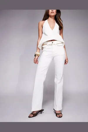 River Island Relaxed flare jean with chain detail in