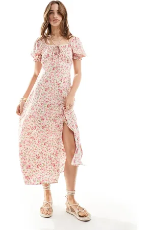 Miss Selfridge Tie front midi tea dress in floral