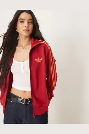adidas Firebird Loose track top in and orange