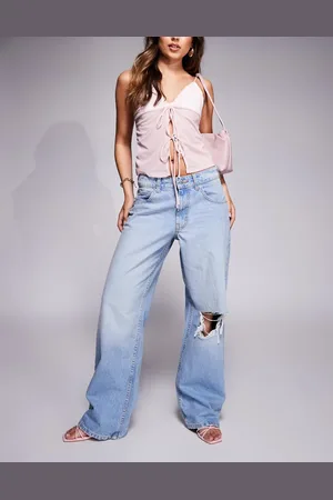 ASOS Baggy wide leg jean in pale wash