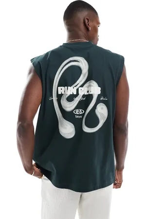 ASOS Oversized tank with running club graphic in dark