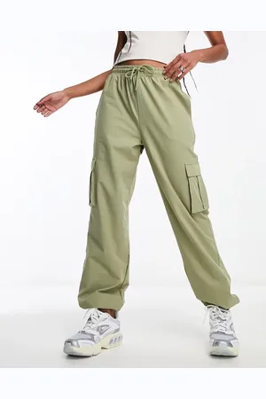 Noisy May Cargo trousers with pocket details in sage