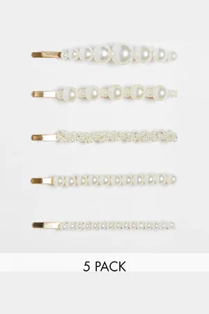Easilocks Pearl Collection Fashion Hair Clips 5 Pack
