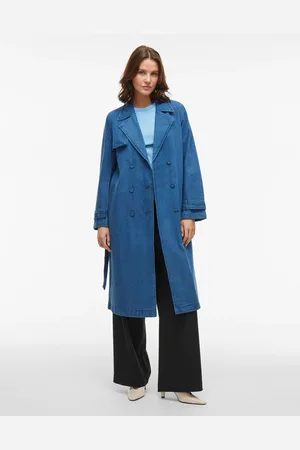 VILA Trenchcoat in medium denim