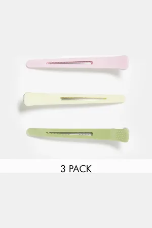 Monki 3 pack hair clips in pastel