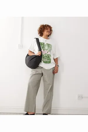 Noisy May Tie front wide leg trousers in stripe