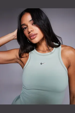 Nike Nike One Training Dri-FIT Gym Life Swoosh fitted cropped vest in khaki