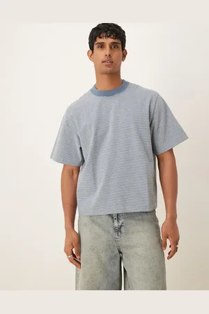 Abercrombie & Fitch Premium heavy weight cropped t-shirt in stripe
