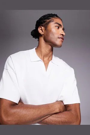 ASOS Relaxed fit knitted midweight cotton notch neck polo in