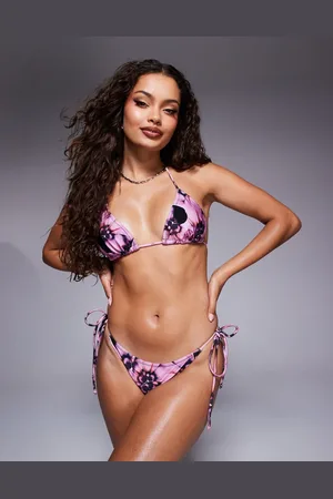 Candypants Abstract print triangle bikini top in