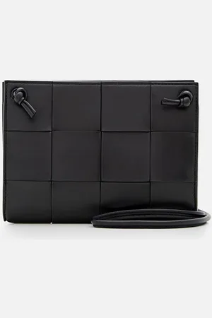 Bottega Veneta Intreccio Cassette Nodini Nappa Crossbody Bag Black TU