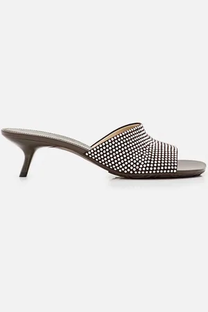 Loewe 45mm Petal Strassed Leather Mule Brown 36