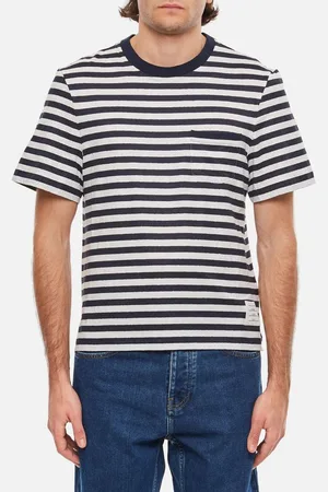 Thom Browne Linen Striped Pocket T-shirt Blue 2