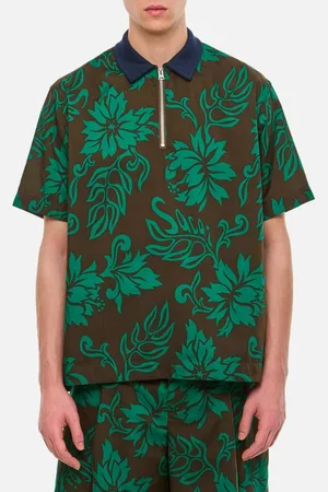 SACAI Floral Print Polo Green 1
