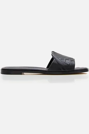 Alexander McQueen Flat Leather Slide Sandal Black 38,5
