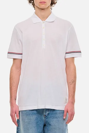 Thom Browne Ribbed Cuff Polo Shirt White 2