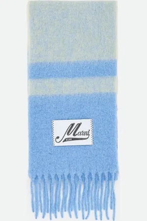 Marni Striped Brushed Alpaca Mohair Scarf Sky blue TU