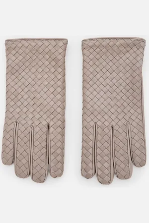 Bottega Veneta Intrecciato Leather Gloves Grey 9,5