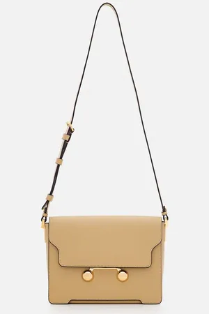 Marni Medium Leather Shoulder Bag Beige TU
