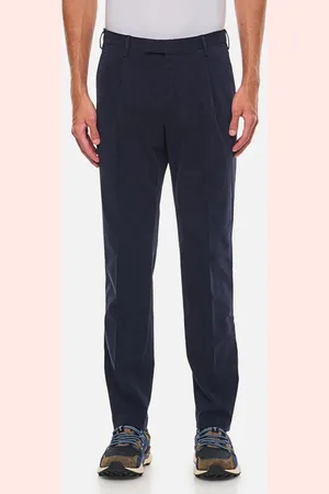 PT01 Pleated Cotton Trousers Blue 50