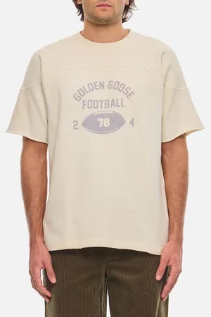 Golden Goose Cotton T-shirt Football Print Beige M