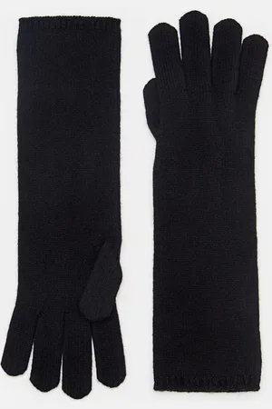 Max Mara Alaggio Cashmere Ribbed Gloves Black TU