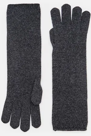 Max Mara Alaggio Cashmere Ribbed Gloves Grey TU