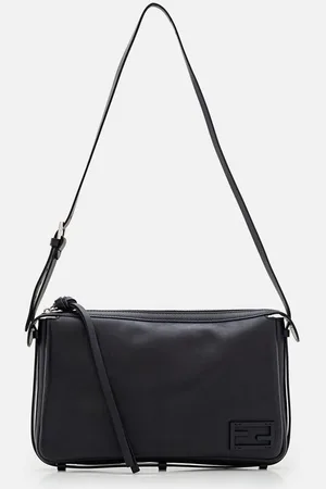 Fendi Medium Simply Leather Shoulder Bag Black TU