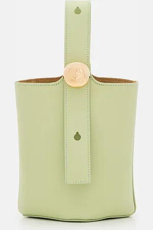 Loewe Mini Pebble Bucket Leather Bag Green TU
