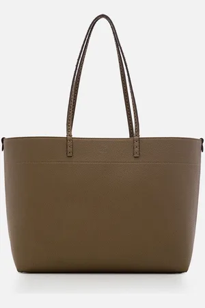 Fendi Medium Roll Leather Tote Bag Brown TU