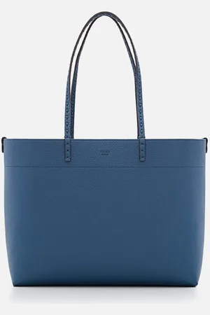 Fendi Medium Roll Leather Tote Bag Blue TU