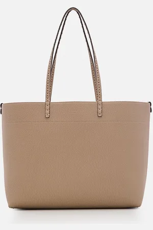 Fendi Medium Roll Leather Tote Bag Beige TU