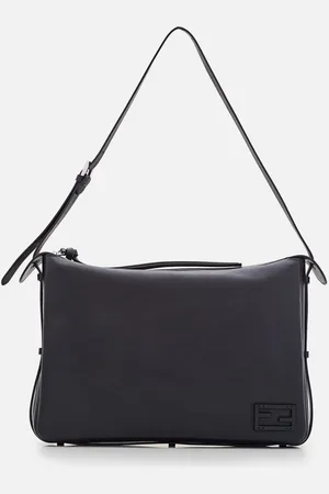 Fendi Large Simply Leather Shoulder Bag Black TU