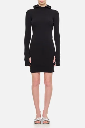 Fendi Wool Silk Ribs Mini Dress Black 42