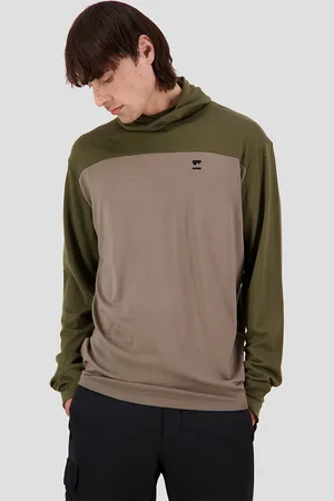 MONS ROYALE Merino Yotei Powder Hooded Base Layer Top walnut