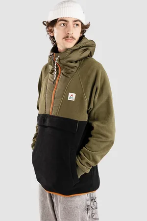 PASSENGER Woodland Hooded 1/2 Zip Polar Half-Zip Fleec kahki