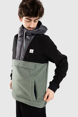 PASSENGER Woodland Hooded 1/2 Zip Polar Half-Zip Fleec dark forest