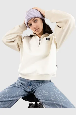 Vans Colorblock Half Zip Mock Zip Hoodie oatmeal