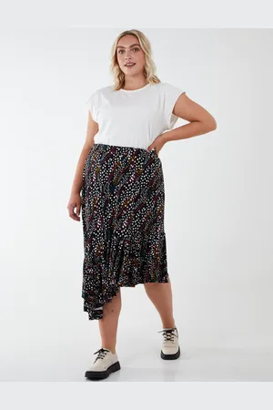 Blue Vanilla Curve Asymmetric Hem Midi Skirt - 22 /