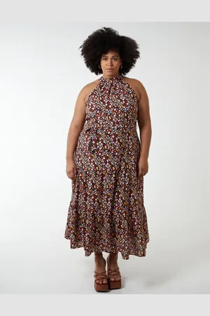 Blue Vanilla Curve Halter Neck Midi Dress - 22 /