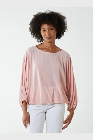 Blue Vanilla Batwing Necklace Elasticated Hem Top - ONE /