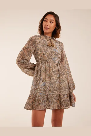 Blue Vanilla Paisley Tassel Front Mini Dress - 8 /