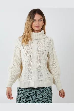 Blue Vanilla Cropped Oversized Cable Roll Neck - M/L /