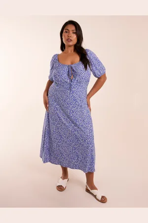 Blue Vanilla Curve Milkmaid Stretch Crepe Midi Dress - 18 /