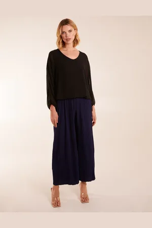 Blue Vanilla Wide Leg Pleated Trousers - S /