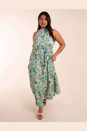 Blue Vanilla Curve Halter Neck Paisley Maxi Dress - 20 /