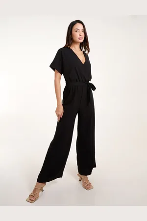 Blue Vanilla Wrap Belted Jumpsuit - S /
