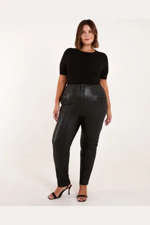 Blue Vanilla Curve Matte PU Leather Tailored Trousers - 18/20 /