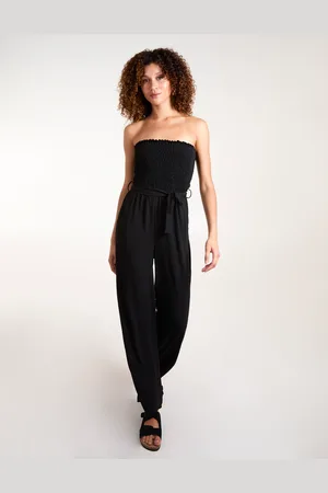 Blue Vanilla Shirred Bandeau Jumpsuit - S/M /