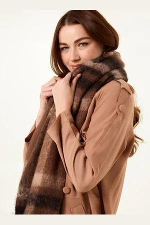 Blue Vanilla Checked Fluffy Scarf - ONE /